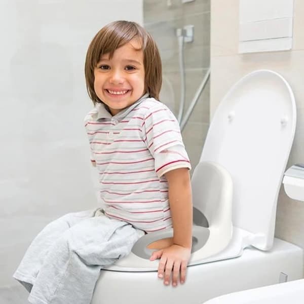 Babytoalettreducerare - XMTECH - Säte med kuddhandtag Ryggstöd - Vit och Grå