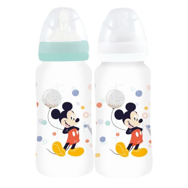 Set med 2 THERMOBABY MICKEY COOL nappflaskor - 360 ml - Antikolik - flöde i 3 lägen