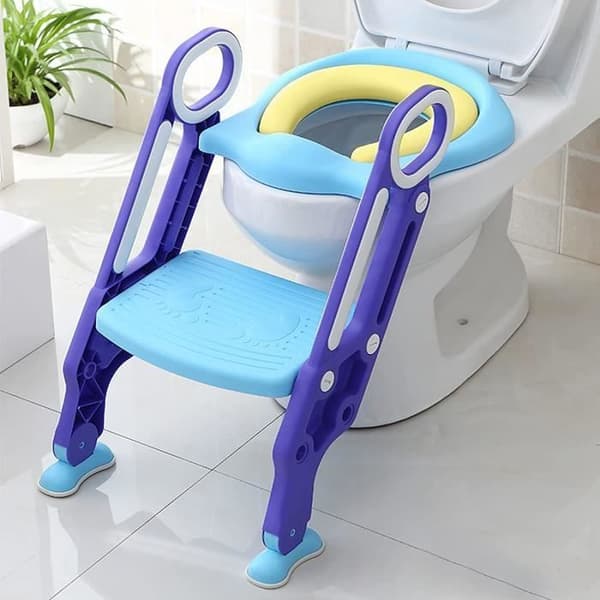 YUENFONG Barnstol med Justerbara Steg, Justerbar Höjd 38-42 cm för Barn 1-7 År (blå och lila)