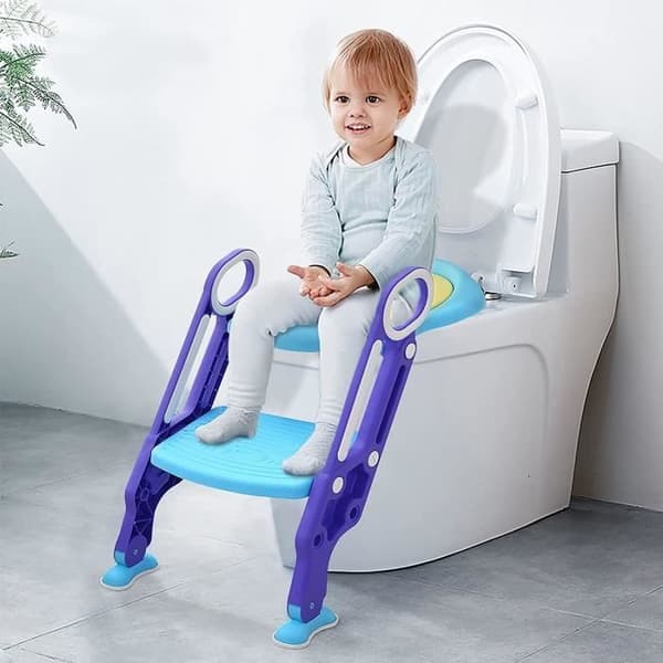 YUENFONG Barnstol med Justerbara Steg, Justerbar Höjd 38-42 cm för Barn 1-7 År (blå och lila)