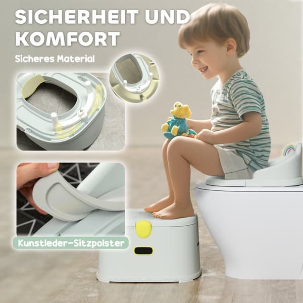 Rootz Børns 3 -i -1 potte - Kids Commode - Toilet Trainer - Soft Seat - 35,6 cm x 31,8 cm x 29,5 cm - Holder op til 50 kg - Grå