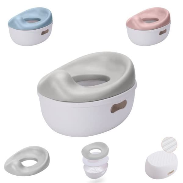 Kikkaboo Pot 3 i 1 Trio toalettstol, trappestige, sklisikker base [Grå]