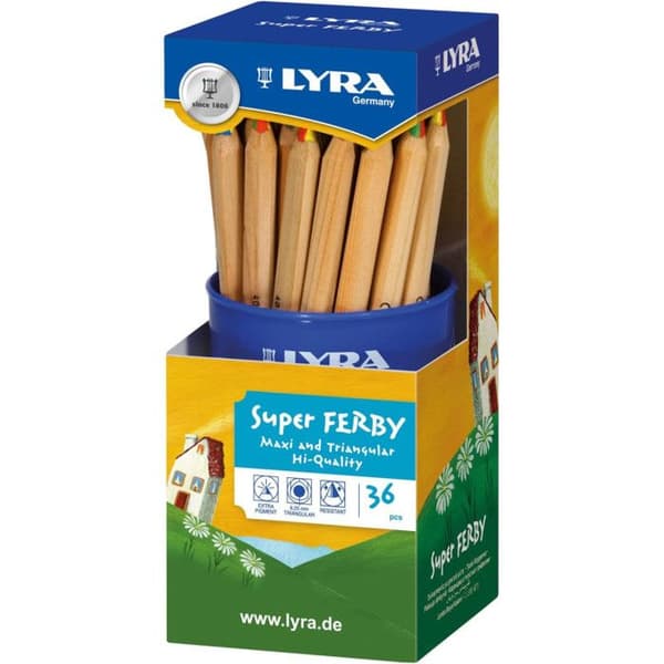 Lyra plastkruka med 36 Lyra Super-Ferby® olackerad 4-färgad bly
