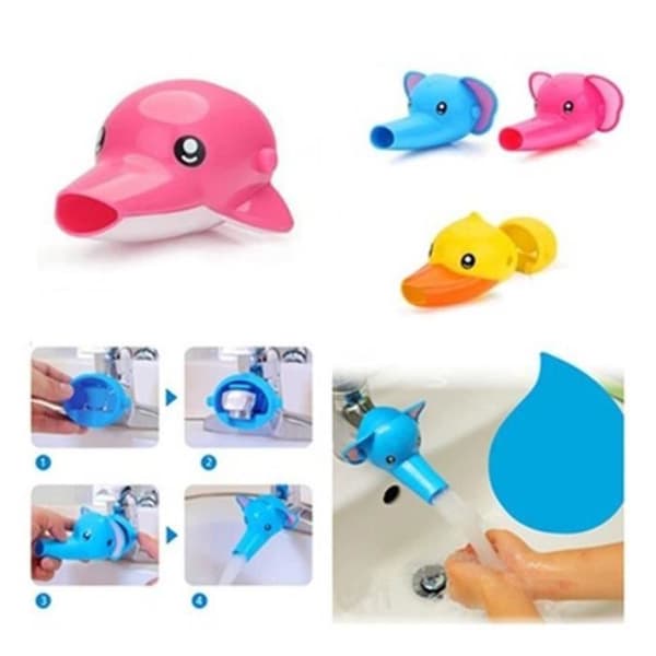 Pink Dolphin - Barnsäkerhet kranförlängning Baby tvätt diskbänk kranförlängning