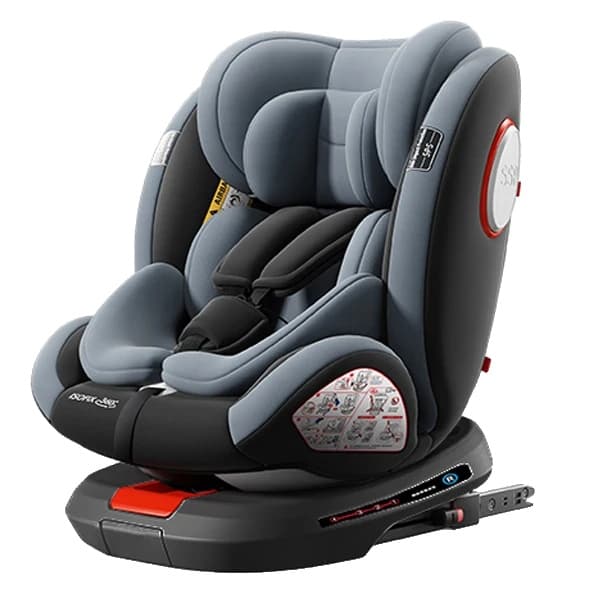 Lasten turvaistuin, viisipistevyö, 360° kääntötoiminto, ISOFIX-asennus,C007-HARMAA