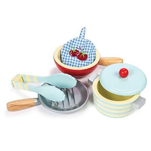 Le Toy Van Honeybake Trägrytor och Stekpannor Set Premium Träleksaker för Barn Från 3 År och Uppåt