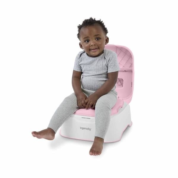 INGENUITY Pall och Pottränare med avtagbar skål, halkfri, ergonomisk sits, rosa