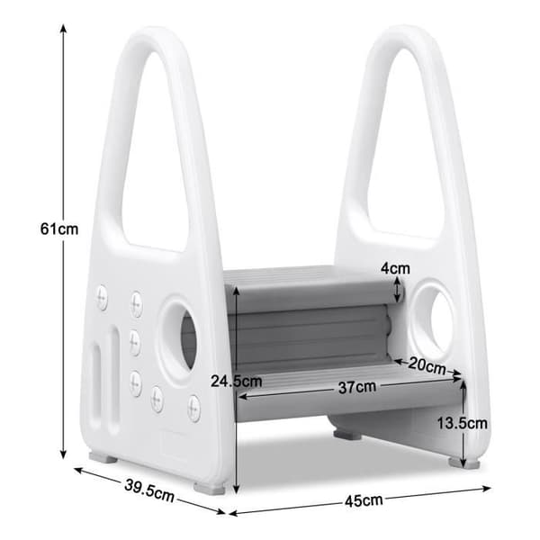 XMTECH Baby Step pall, barn Step pall med armstöd, halkfri pall för badrum-toalett grå