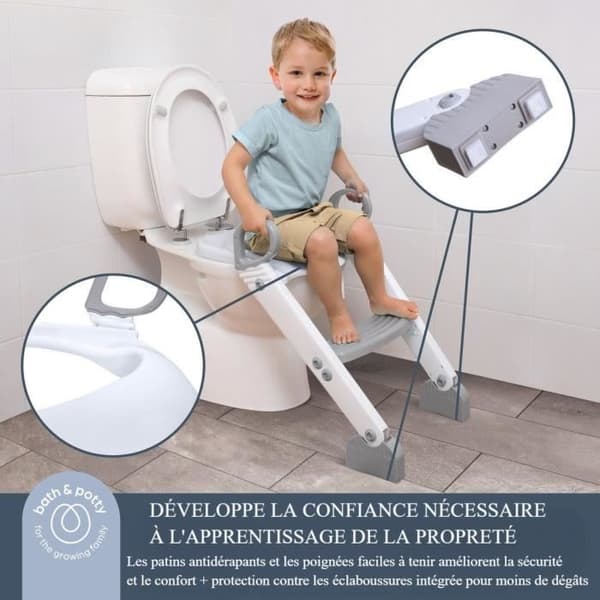 Toalettreducerare - DREAMBABY - STEP-UP - Potträningssits - 2 justerbara nivåer - Grå