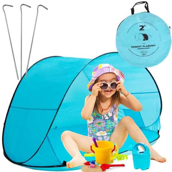 SJÄLVUTTRECKANDE STRANDTÄLT POP-UP UV-SKÄRM
