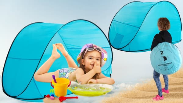SJÄLVUTTRECKANDE STRANDTÄLT POP-UP UV-SKÄRM