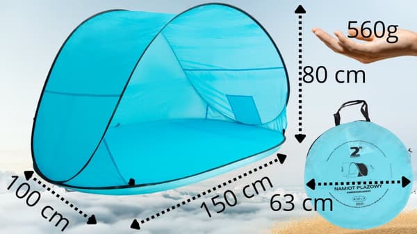 SJÄLVUTTRECKANDE STRANDTÄLT POP-UP UV-SKÄRM