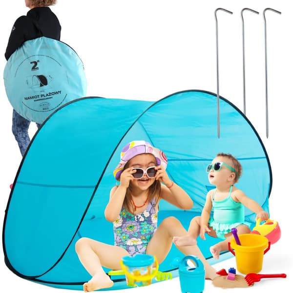 SJÄLVUTTRECKANDE STRANDTÄLT POP-UP UV-SKÄRM