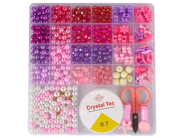 Jewellery Making Bead Set Pink Pendants Clips