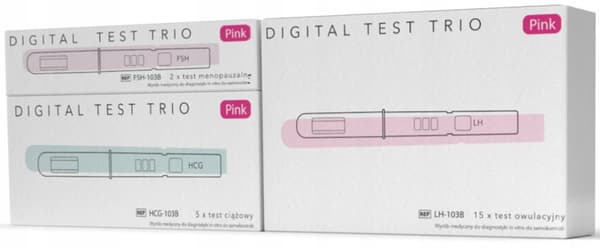 Digitaalinen Test Trio -hedelmällisyysseurantajärjestelmä 3 testityyppiä
