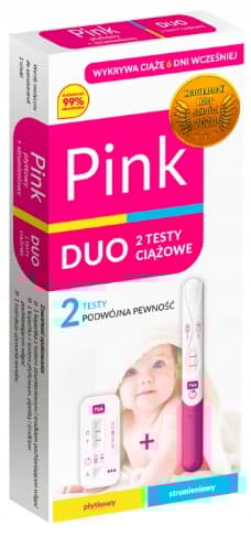 PINK DUO -levy ja raskaustesti 2 kpl.