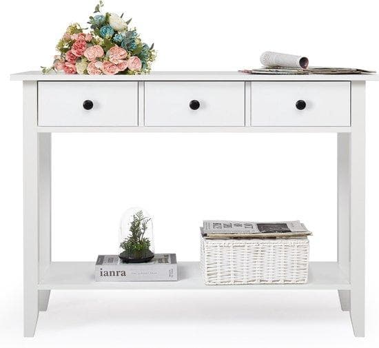 Manzibo -skänk - vit - förvaringsfack - förvaringsskåp - Skåp - Skåp - Väggskåp - Arrangör - 3 lådor - Hallskåp