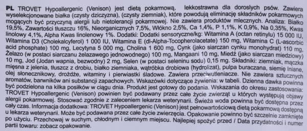 TROVET Hypoallergenic VPD hirvenlihalla - koiran kuivaruoka - 3 kg
