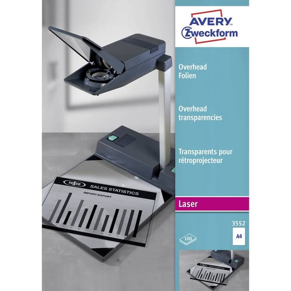 Avery-Zweckform Overhead-projektor-folie 3552 DIN A4 Laser, Kopiator Transparent 100 st 3552