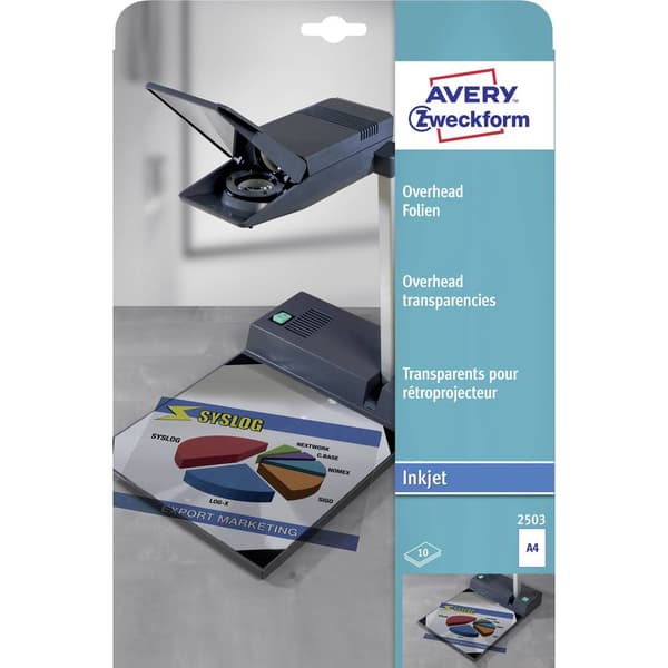 Avery-Zweckform 2503 Overhead-projektor-folie DIN A4 Bläckstråleskrivare Transparent 10 st