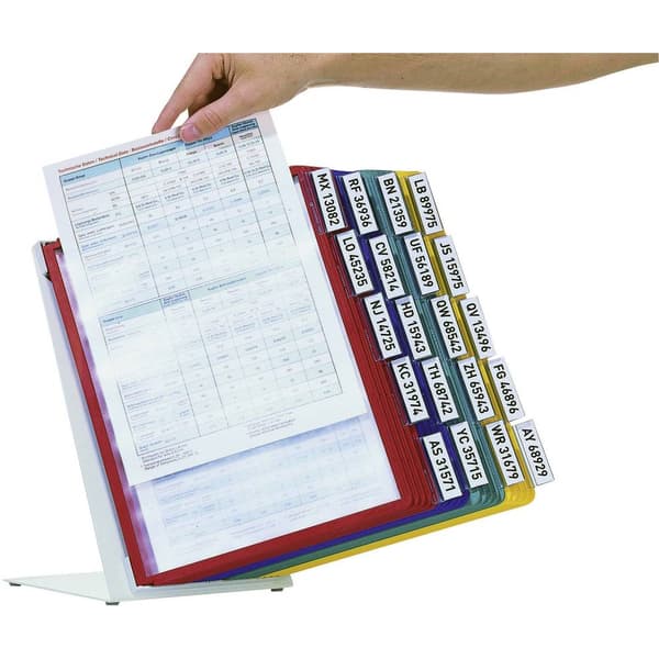 Bordsstativ med 20 genomskinliga mappar