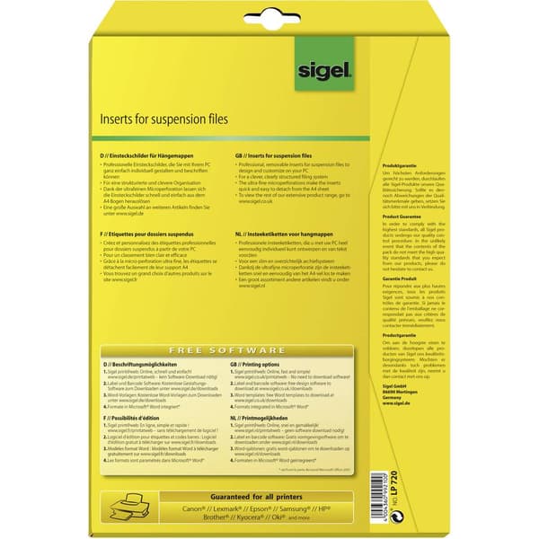 Sigel LP720 Isticksskylt hängmappar 60 cm x 21 mm