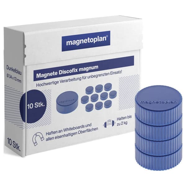 magnetoplan Magnet Discofix Magnum (Ø x H) 34 mm x 13 mm rund Mörkblå 10 st 1660014