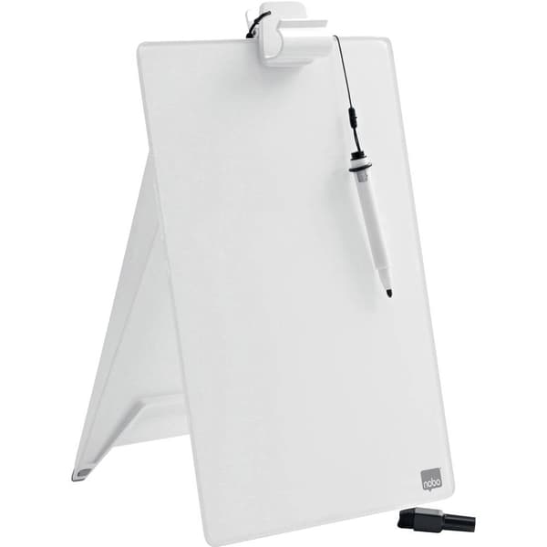 nobo Glas- Antecknings- board Diamond Glass Desktop (B x H) 216 mm x 297 mm Briljantvit inklusive bordstativ, inkl. whi