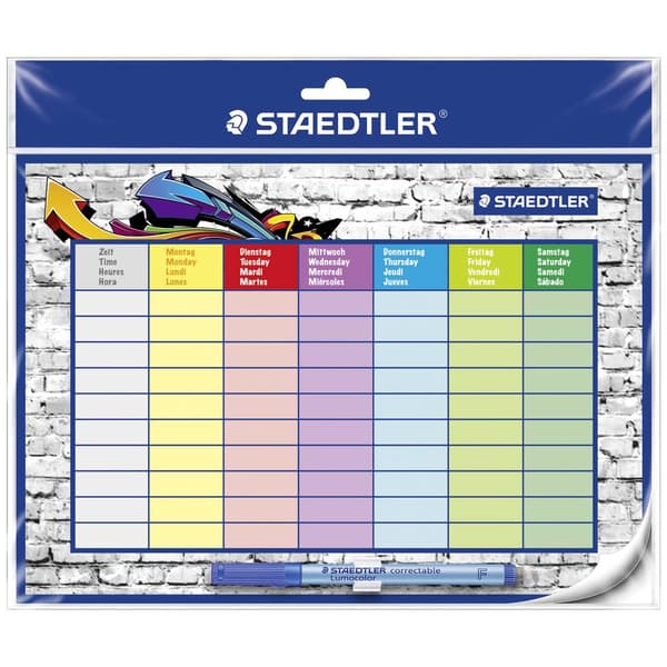Staedtler Stundenplan Väggkalender Tyska, Engelska, Franska, Spanska 1 vecka/1 sida 1 st