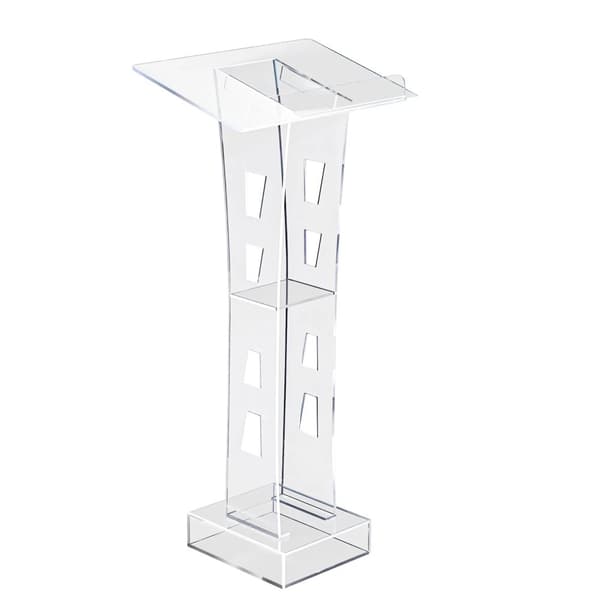 Akrylpodium, Blå LED-lampa, Ergonomisk Höjd,Transparent