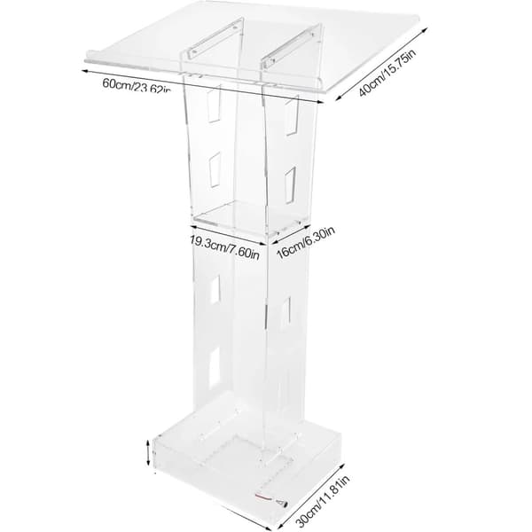 Klar akrylpodium, blå LED-lampa, stort läsark, stabil bas,transparent