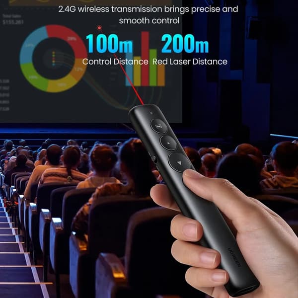 Wireless Presentatör Uppladdningsbar multifunktionsfjärrkontroll laserpekare