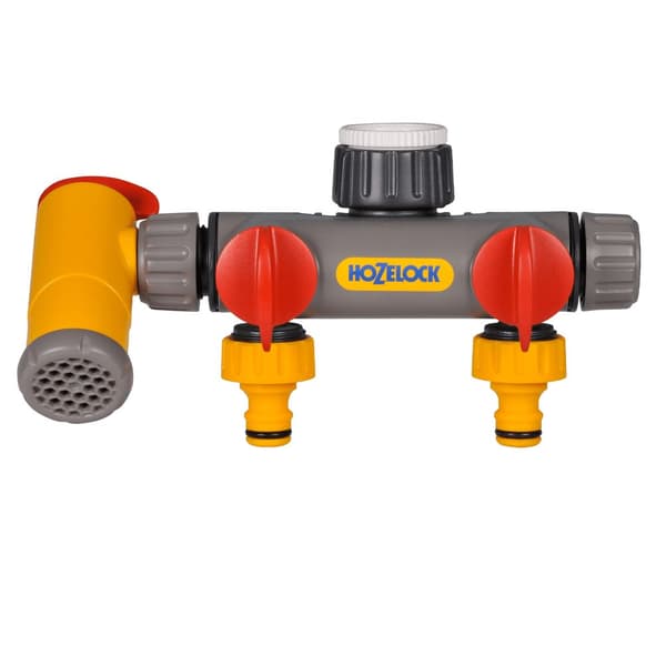 Hozelock Flow Max 2 Way Tap Connector Yellow One Size