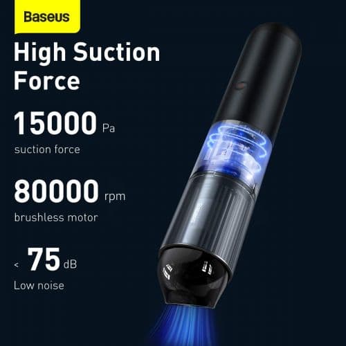ASPIRATOR de mana Baseus A3, putere aspirare 15000pa, suporta incarcare QC3.0, filtru HEPA, acumulator 4*2000mAh cablu inclus Type-C la USB, tarnish "
