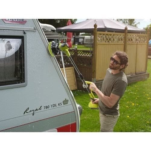 RYOBI - 18V ONE+ teleskopisk motoriserad borste - diam. 150 mm - stolpe 1 m till 1,4 m - IPX7 + 1 medium borste &amp; 1 skum - R18TPS-0