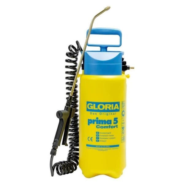 GLORIA - Prima 5 Comfort - 5L tryksprøjte med lanse og messingdyse og 2m50 spiralslange