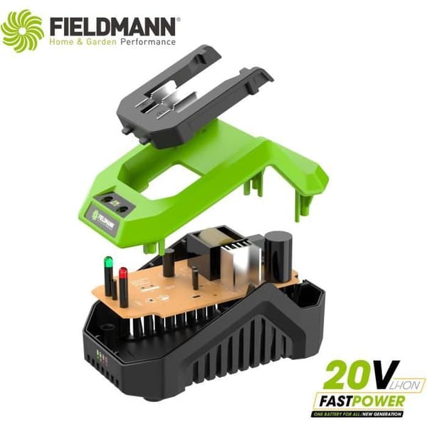 Laddare - FIELDMANN - För 20V batteri - Laddar 2Ah på 60 min - Kompatibel med 2Ah, 4Ah