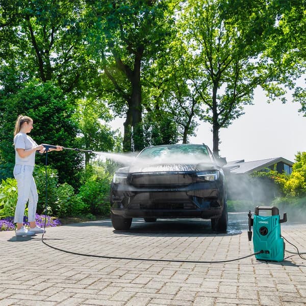 VONROC Högtryckstvätt 1400W – 110 Bar, 390L/h, Justerbart Munstycke och Turbomunstycke – För Fordon, Terrass och Trädgård