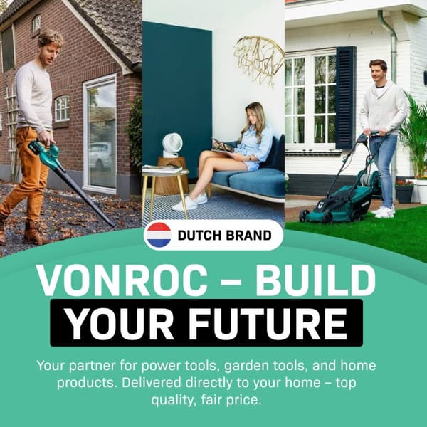 VONROC 2500W Högtryckstvätt med 195 Bar Induktionsmotor och 8m Slang – Inkl. Terrassrengörare och Turbolans