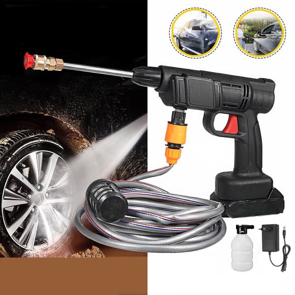 Autsome 24V batteri højtryksrenser 145 PSI mobil bilrenser med oplader og 2 batterier
