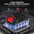 Miniatyrbillede 5 af 11: 21V 100Bar bærbar højtryksrenser Trådløs højtryksrenser med 6-i-1 dyse og 1 stk 30000 mAh batteri