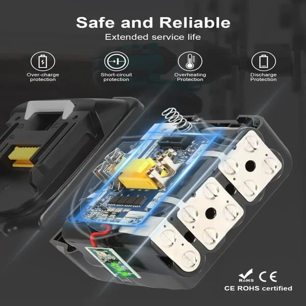Vara-akku Makita 18V:lle, Li-Ion 6000mAh, Yhteensopiva BL1830 BL1840 BL1850B kanssa