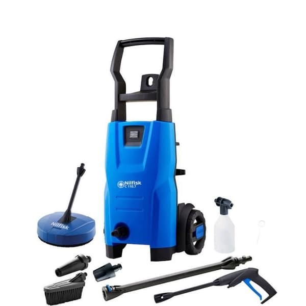 Nilfisk - Högtryckstvätt 110 bar 1400W 440l/h + Tillbehör - C110.7-5 HOME XTRA Blå, Svart