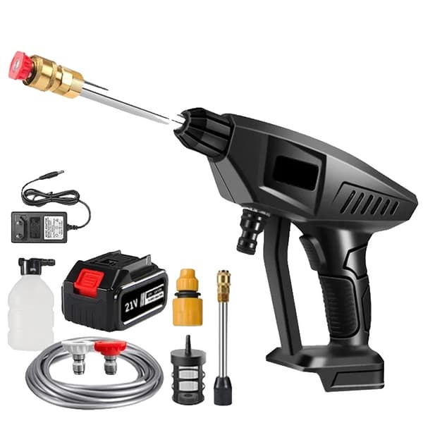 Trådløs Bilvaskemaskine, 60 Bar Tryk, 10 L/min Flow Rate,Elektrisk, 30000mAh