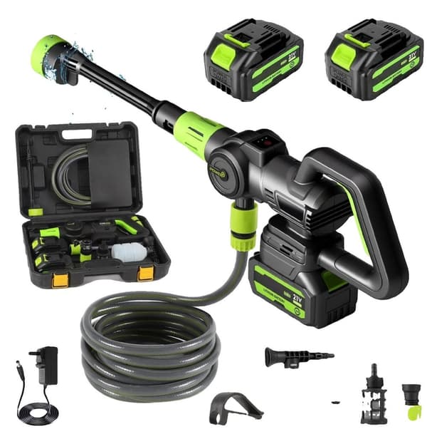 Korkeapainepesuri, 1200W Teho, 6-in-1 Suuttimjärjestelmä,2 Paristo EU Plug