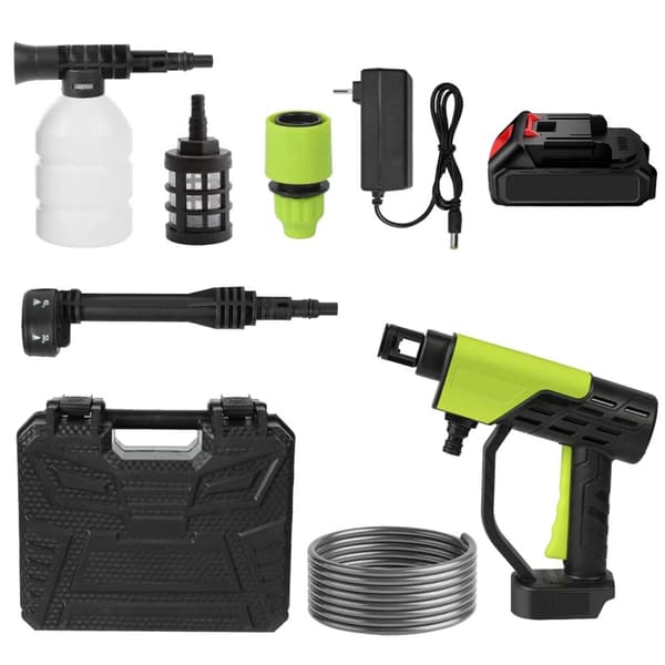 Bærbar Højtryksrenser, 30Bar Spidstryk, 4.0L/min Output,1 Batteri 1 EU Stik