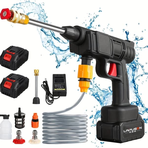 Højtryksrenser, 30 Bar Maksimalt Tryk, 240 L/h Flow Rate,Med 2XBatteri, Elektrisk