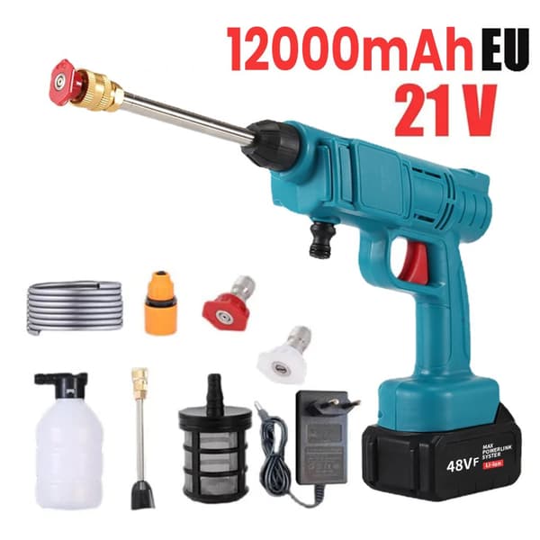 Litium Elektrisk Biltvätt Vattenpistol, 12000mAh Batteri, 30 Bar Tryck,Elektrisk, 12000mAh EU