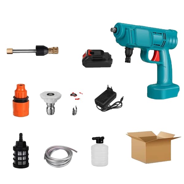 Højtryks bilvaskepistol, 1000W motor, 12.000 omdr./min hastighed,Med 1 batteri