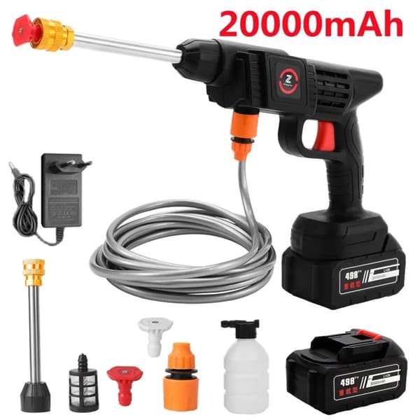 Elektrisk Högtryckstvätt, 50BAR Spetstryck, 21V Spänning,EU, Elektrisk, 20000mAh 1 batteri